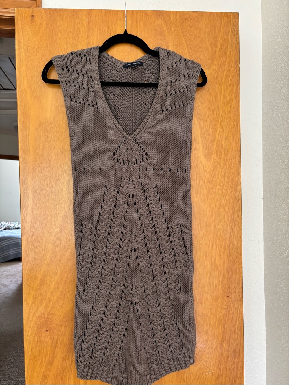 Banana Republic Taupe Openwork Knit Sleeveless Tunic